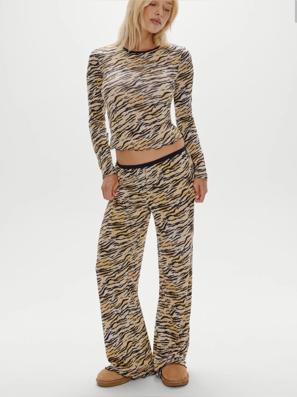Frankie’s Bikinis Tiger Stripe Long Sleeve Pajama - Top